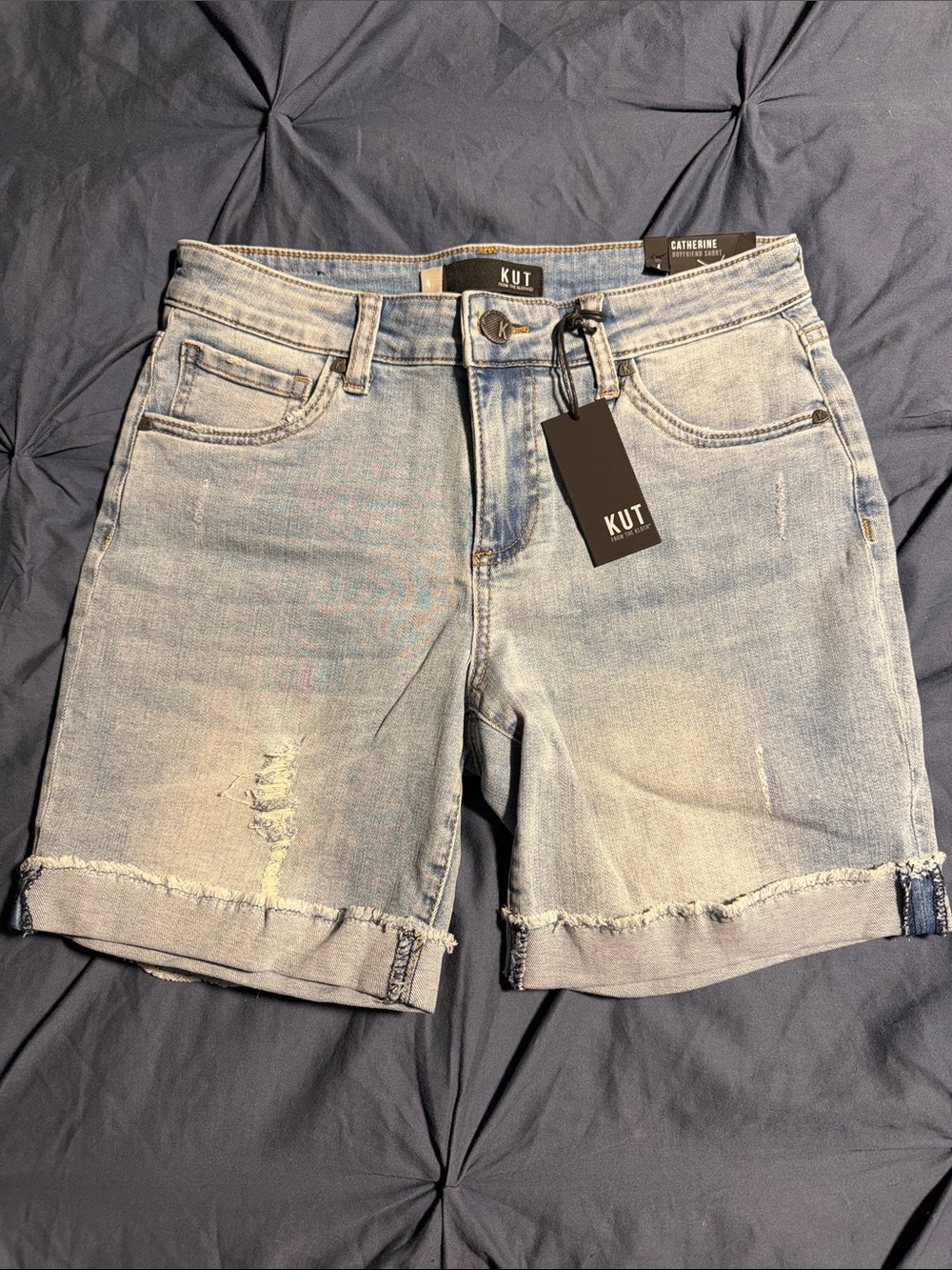 Kut from the Kloth Catherine Light Wash Denim Boyfriend Shorts